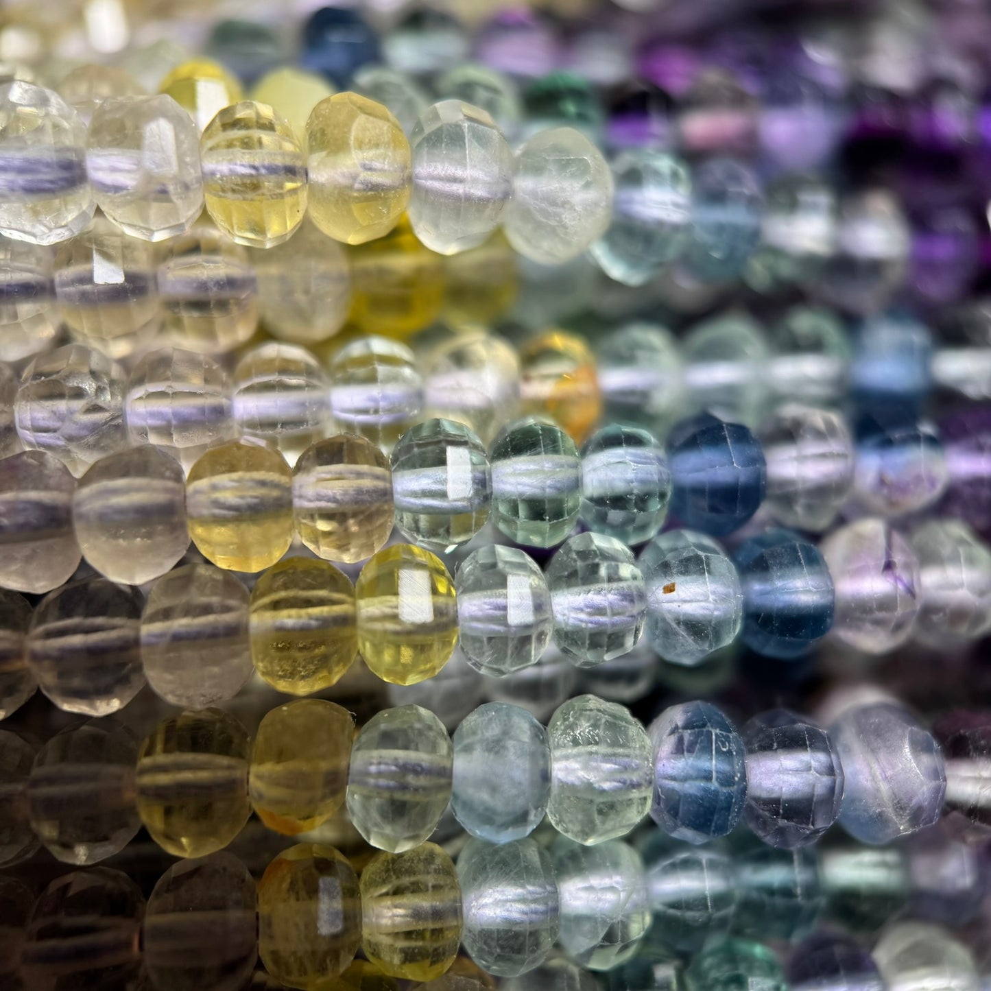 Faceted Rainbow Fluorite Beads - Rondelle Beads