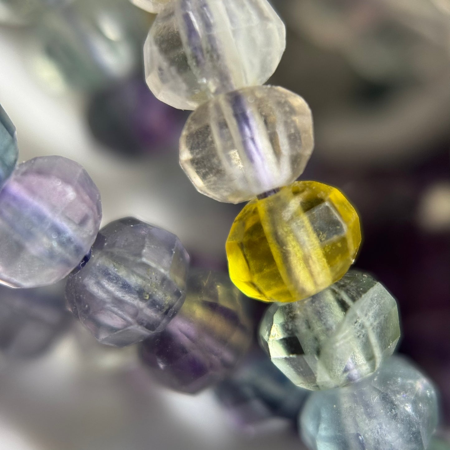 Faceted Rainbow Fluorite Beads - Rondelle Beads