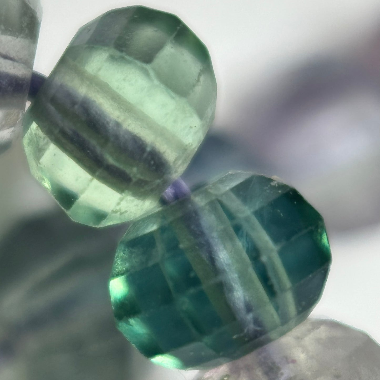 Faceted Rainbow Fluorite Beads - Rondelle Beads