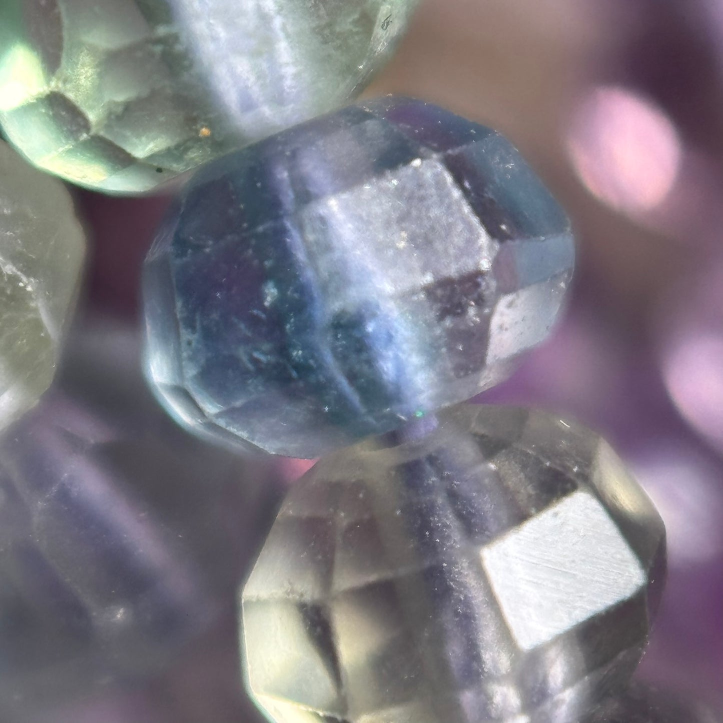 Faceted Rainbow Fluorite Beads - Rondelle Beads