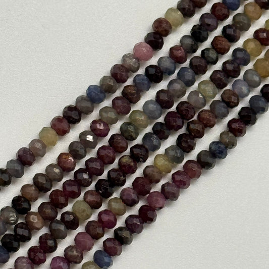 Ruby Sapphire Faceted Rondelle Precious Stone Beads