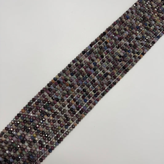 Ruby Sapphire Faceted Rondelle Precious Stone Beads