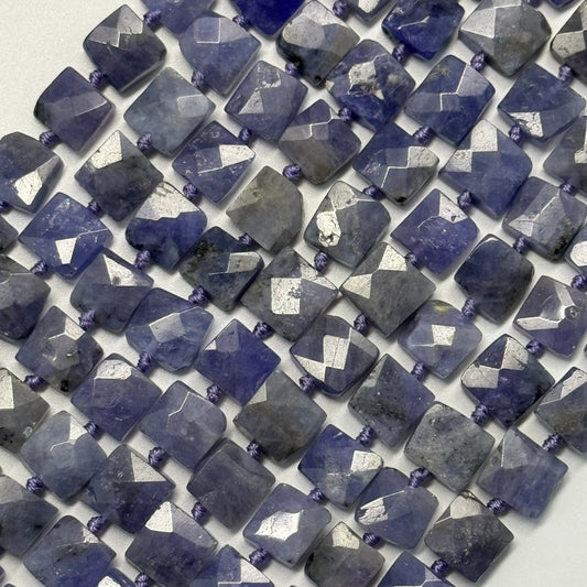 Tanzanite Faceted Flat Square Gemstone Beads
