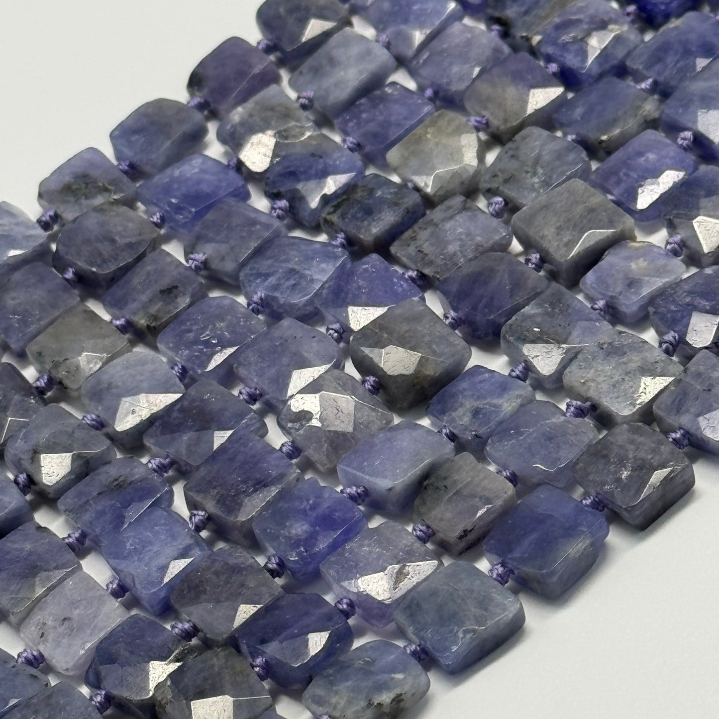 Tanzanite Faceted Flat Square Gemstone Beads