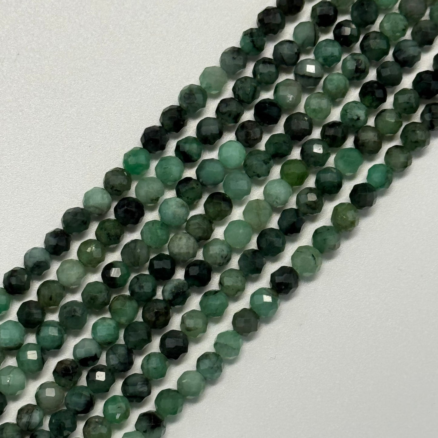 Emerald Faceted Precious Stone Beads - Round Shape