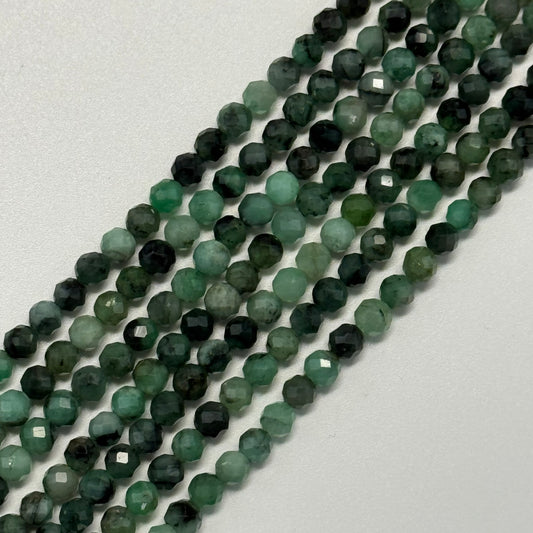 Emerald Faceted Precious Stone Beads - Round Shape