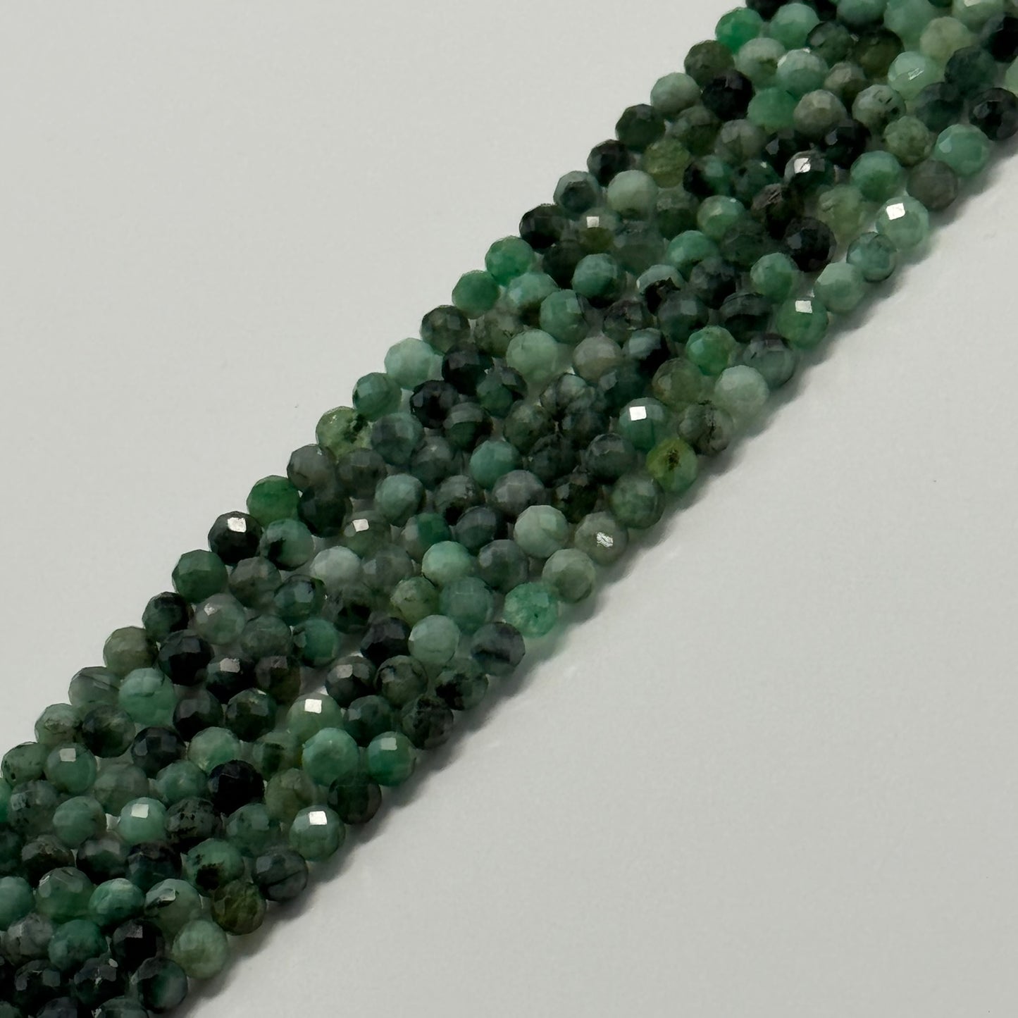 Emerald Faceted Precious Stone Beads - Round Shape