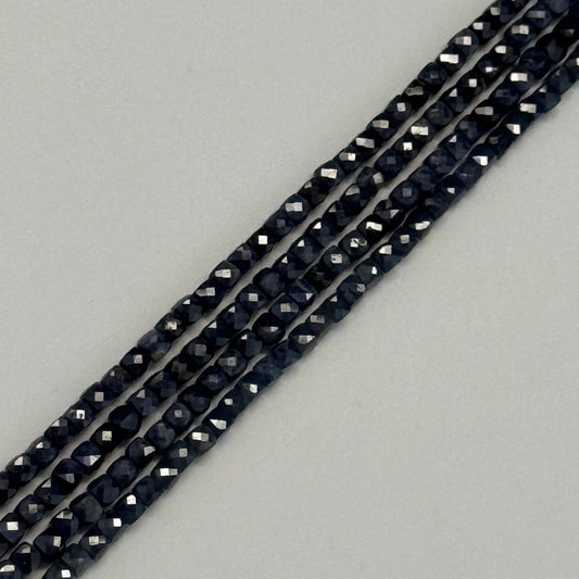 Sapphire Faceted Square Beads