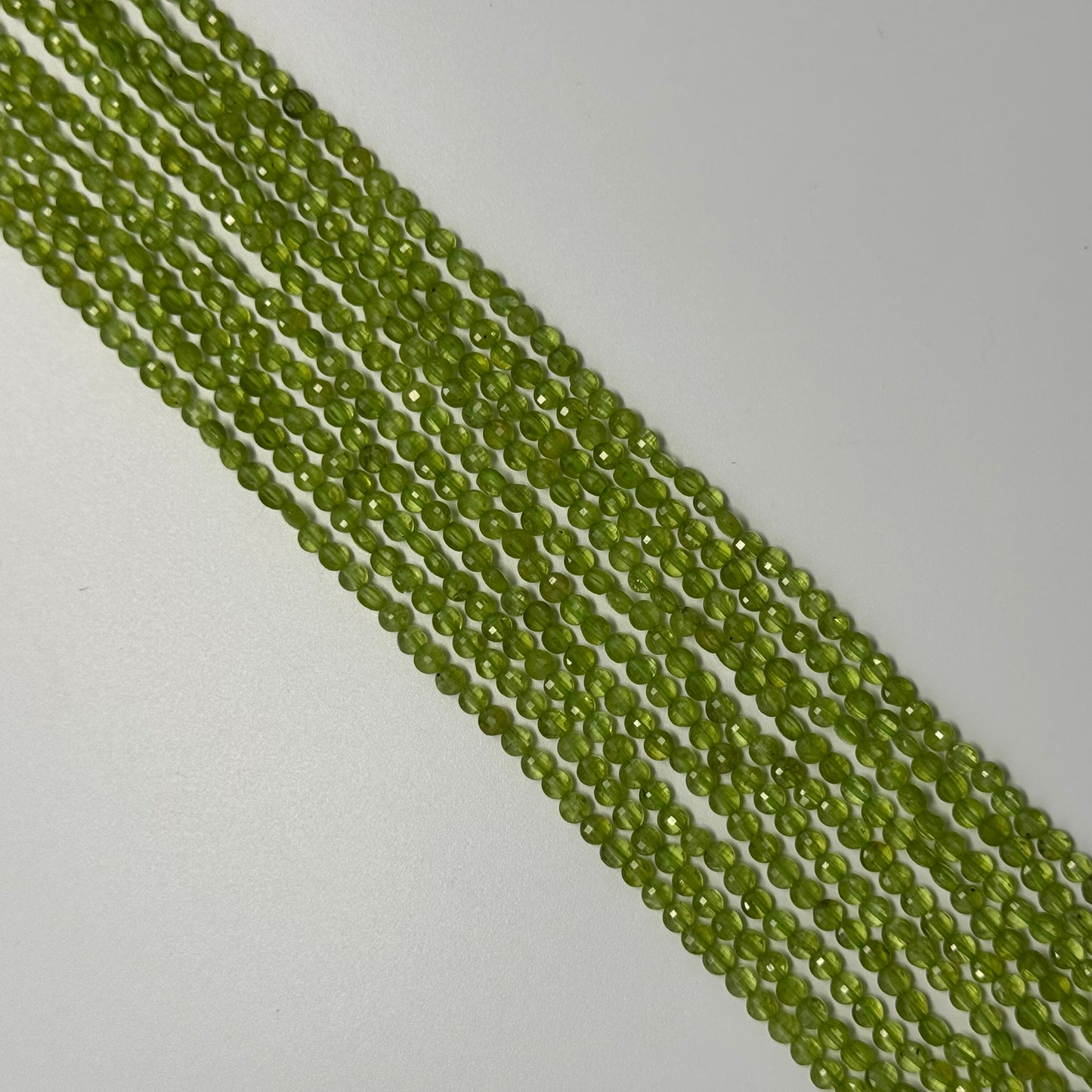 Peridot Lentil Faceted Gemstone Beads