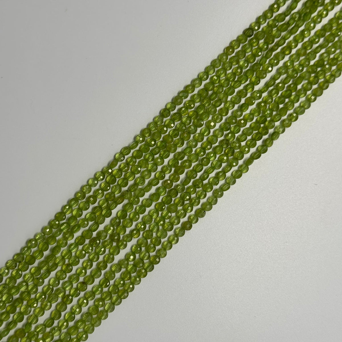 Peridot Lentil Faceted Gemstone Beads