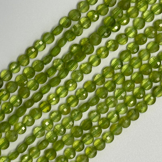 Peridot Lentil Faceted Gemstone Beads