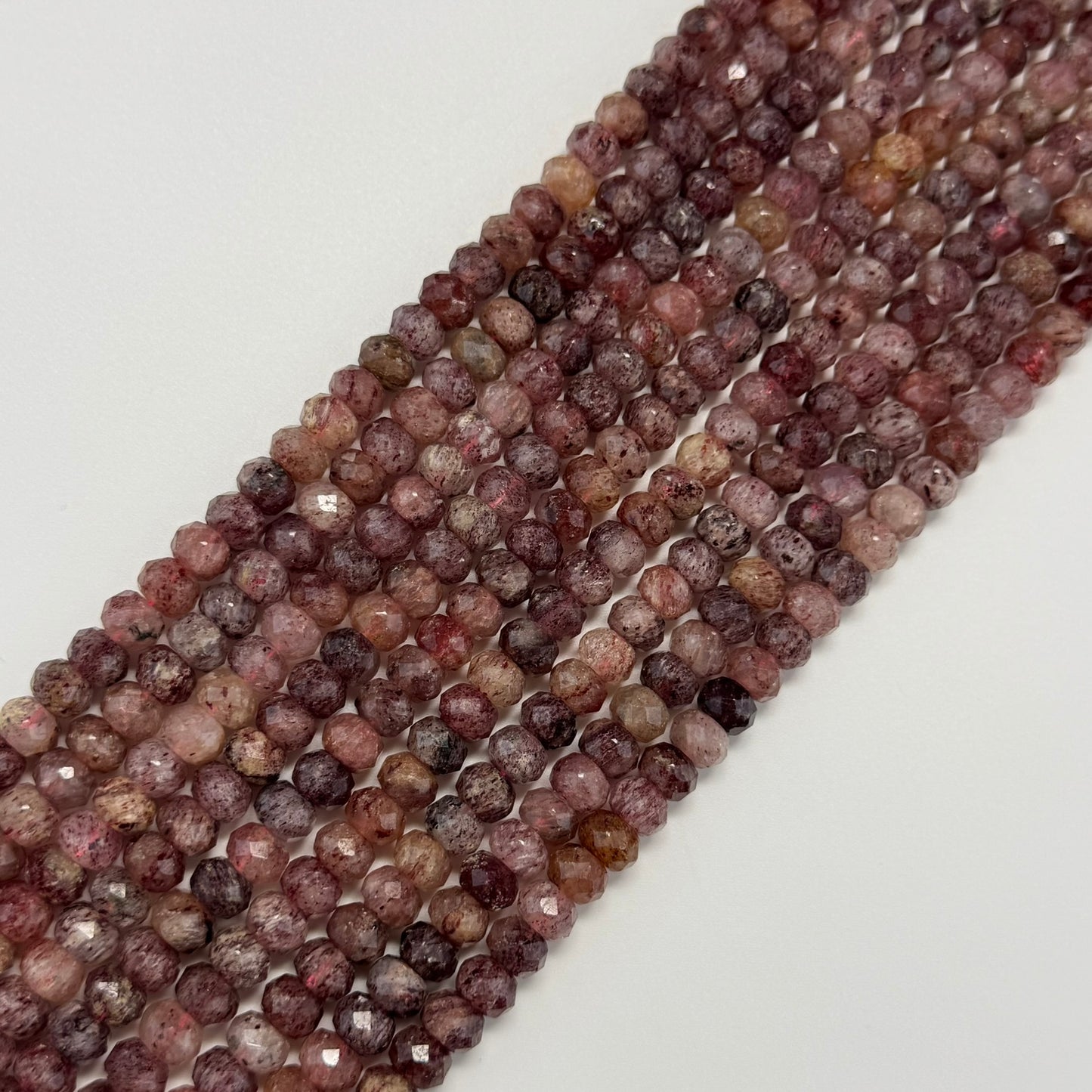 Strawberry Quartz Faceted Rondelle Beads