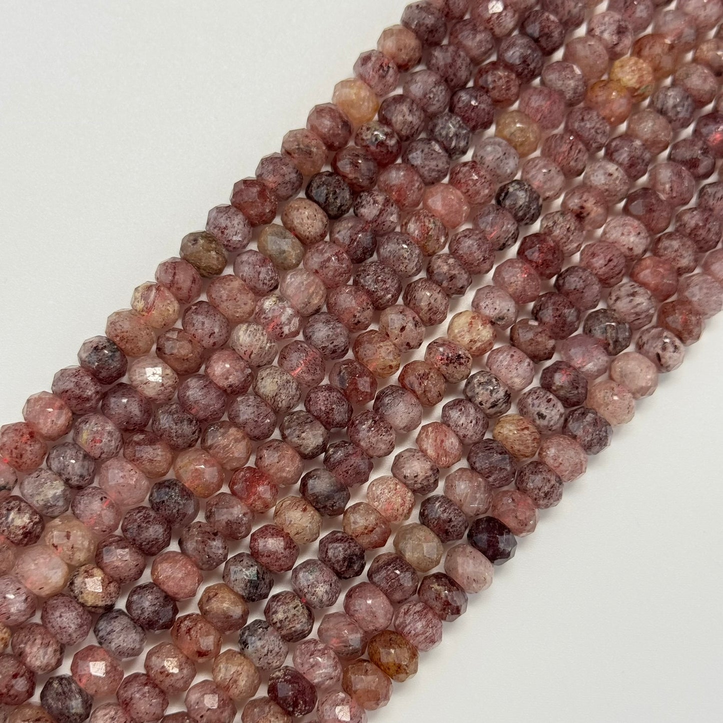 Strawberry Quartz Faceted Rondelle Beads