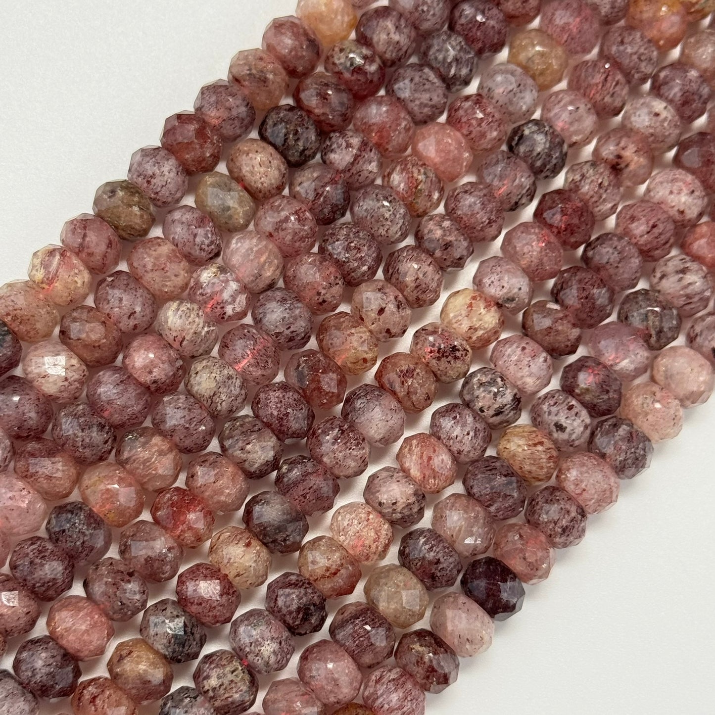 Strawberry Quartz Faceted Rondelle Beads