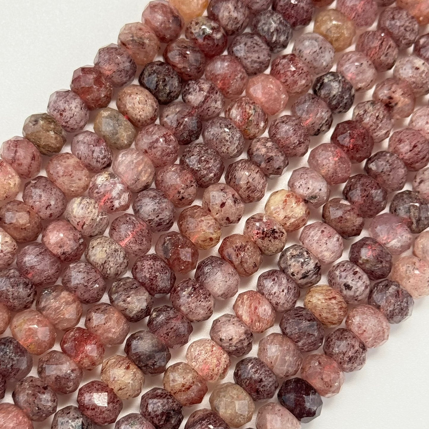 Strawberry Quartz Faceted Rondelle Beads