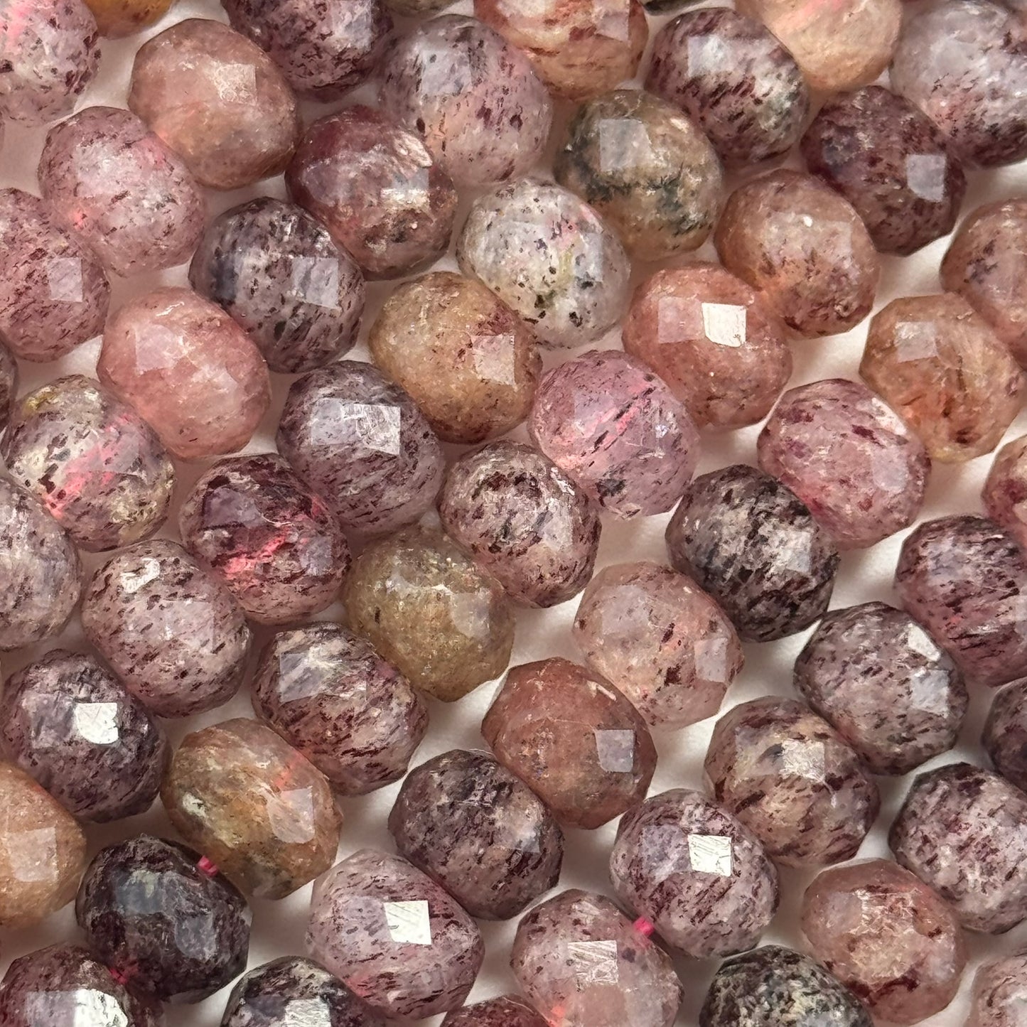Strawberry Quartz Faceted Rondelle Beads