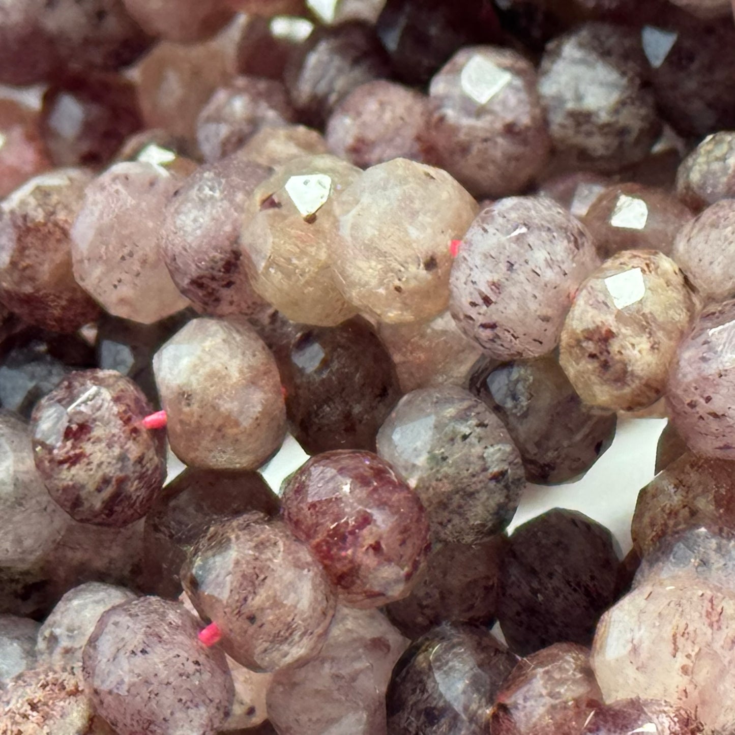 Strawberry Quartz Faceted Rondelle Beads