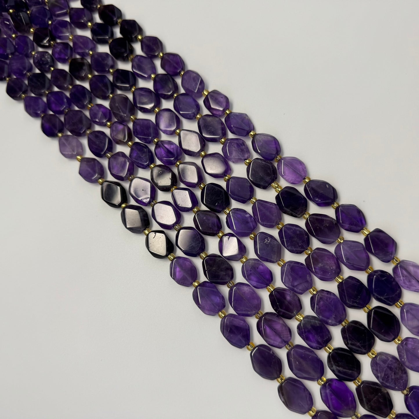 Amethyst Flat Diamond-Cut Beads