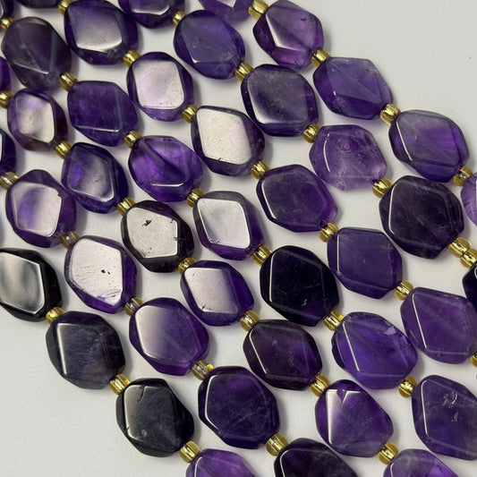 Amethyst Flat Diamond-Cut Beads