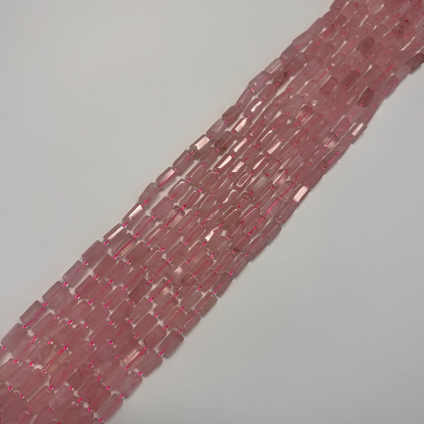 Rose Quartz Cylinder Beads