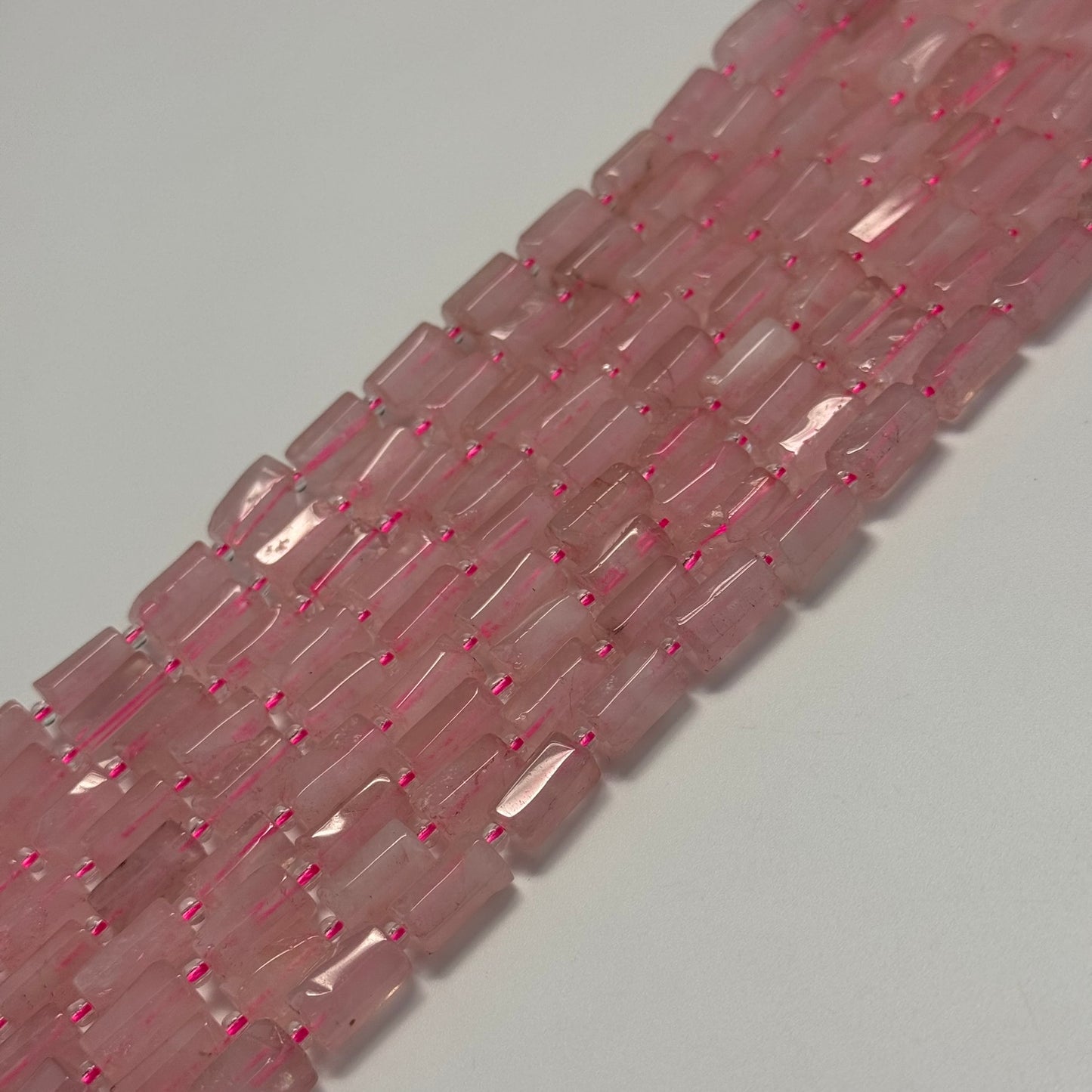 Rose Quartz Cylinder Beads