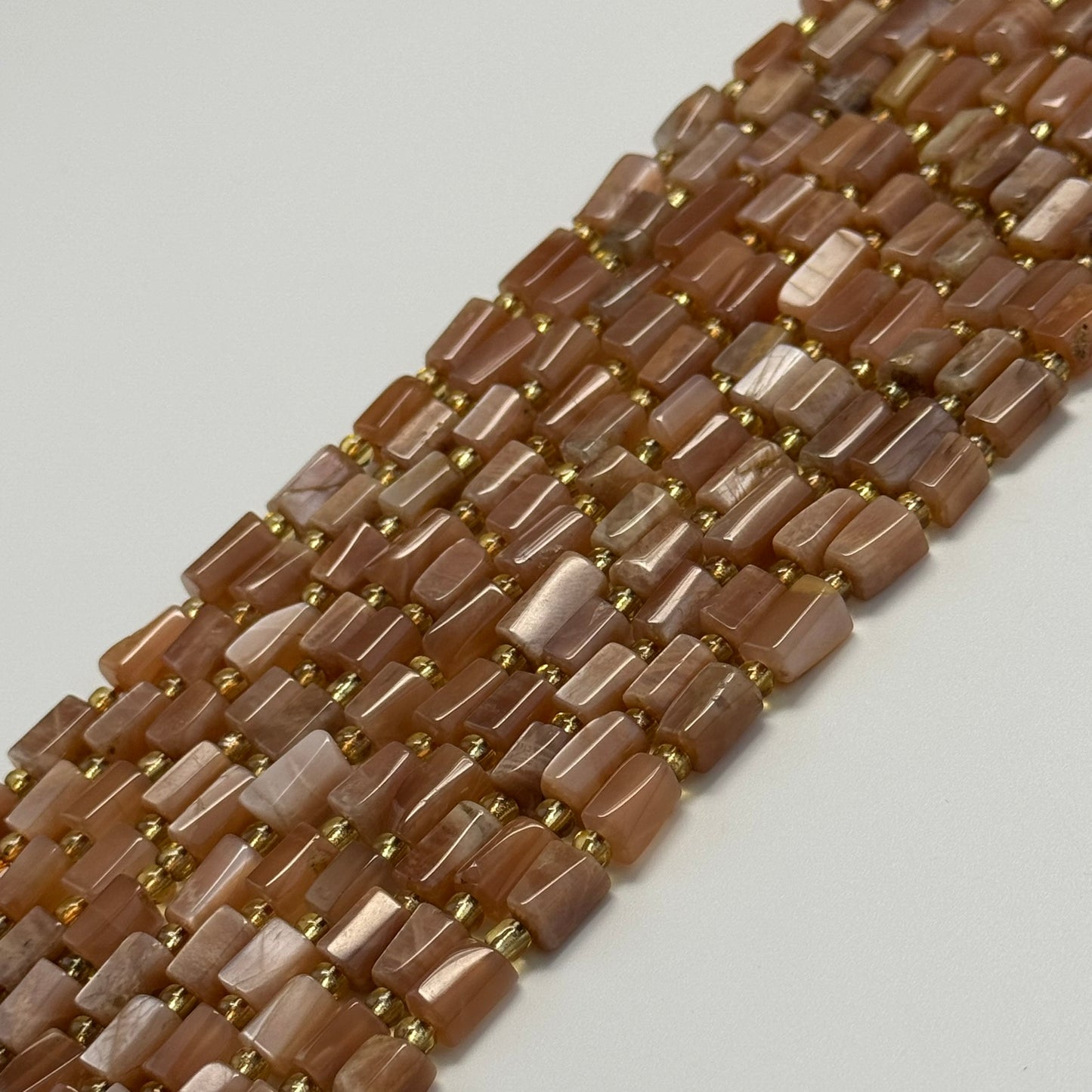 Sunstone Moonstone Cylinder Beads