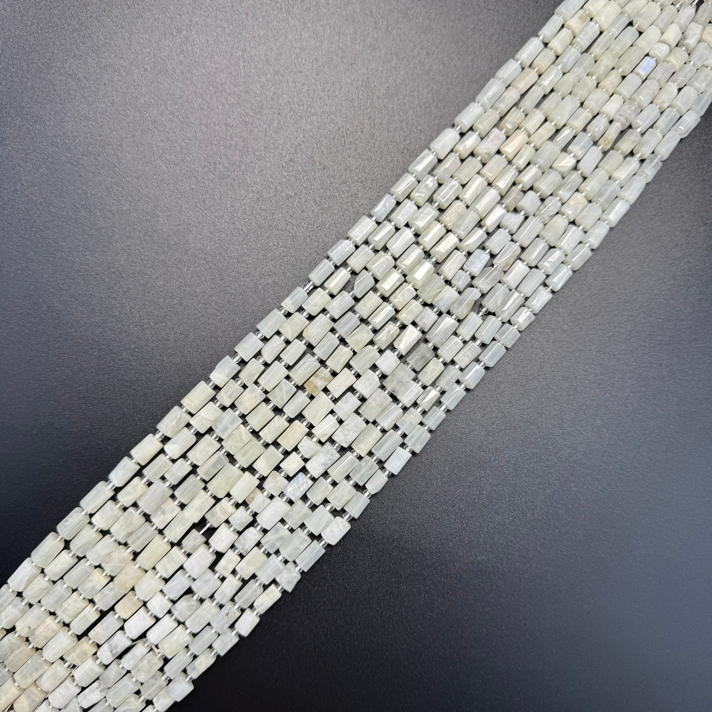 White Moonstone Cylinder Beads