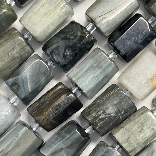 Hawk's Eye Cylinder Beads