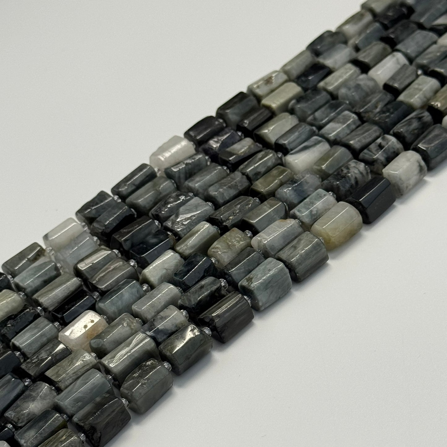 Hawk's Eye Cylinder Beads