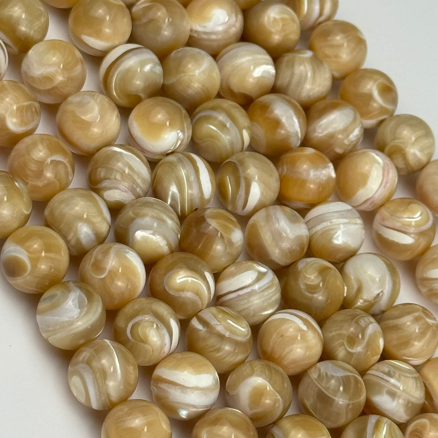 Yellow Banded Calcite Beads - Polished Round