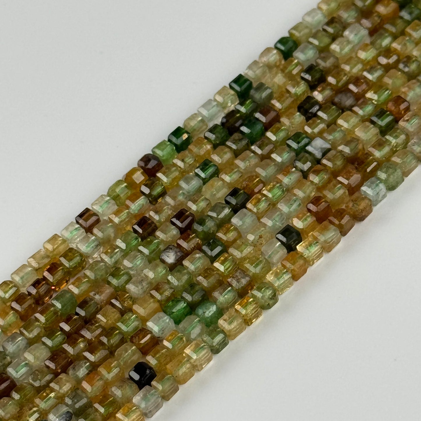 Tourmaline Green-Yellow Square Shape Gemstone Beads