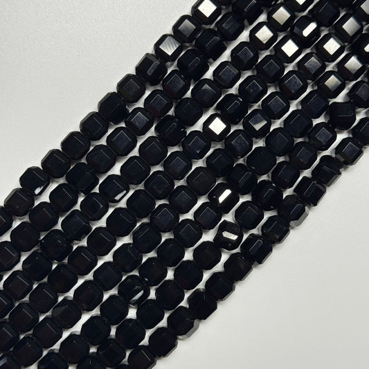 Onyx Bevel Edge Square Gemstone Beads - (AA Quality)