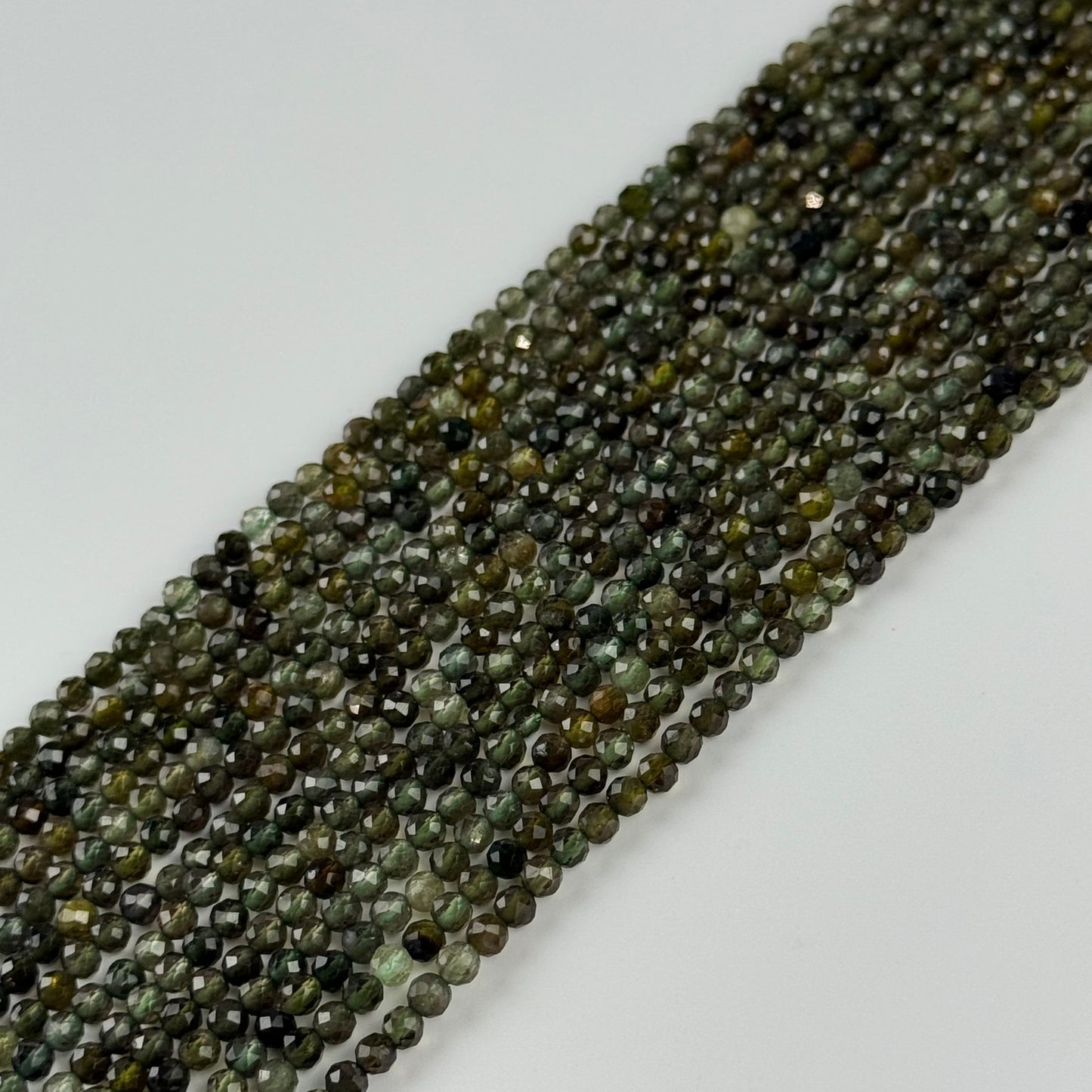 Green Tourmaline Beads - Faceted Round Beads