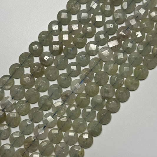 Aquamarine Green Faceted Smarties Gemstone Beads - (AA Quality)