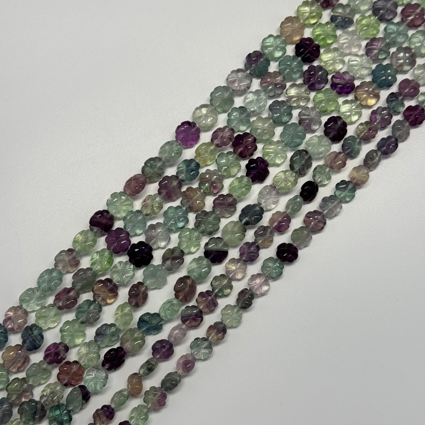 Leaf Crovel Rainbow Fluorite Gemsotne Beads