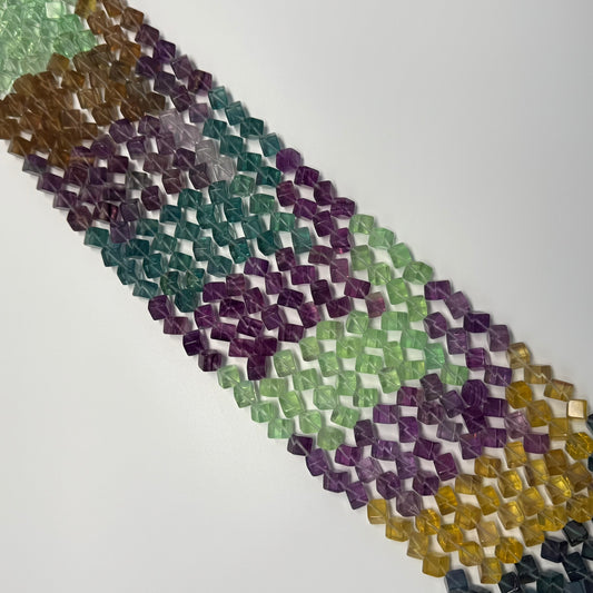 Multicolor Fluorite Polished Cube Gemsotne Beads (AA Quality)