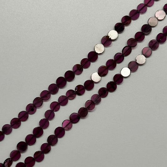 Rhodolite Garnet Polished Flat Round Gemstone Beads (AA Quality)