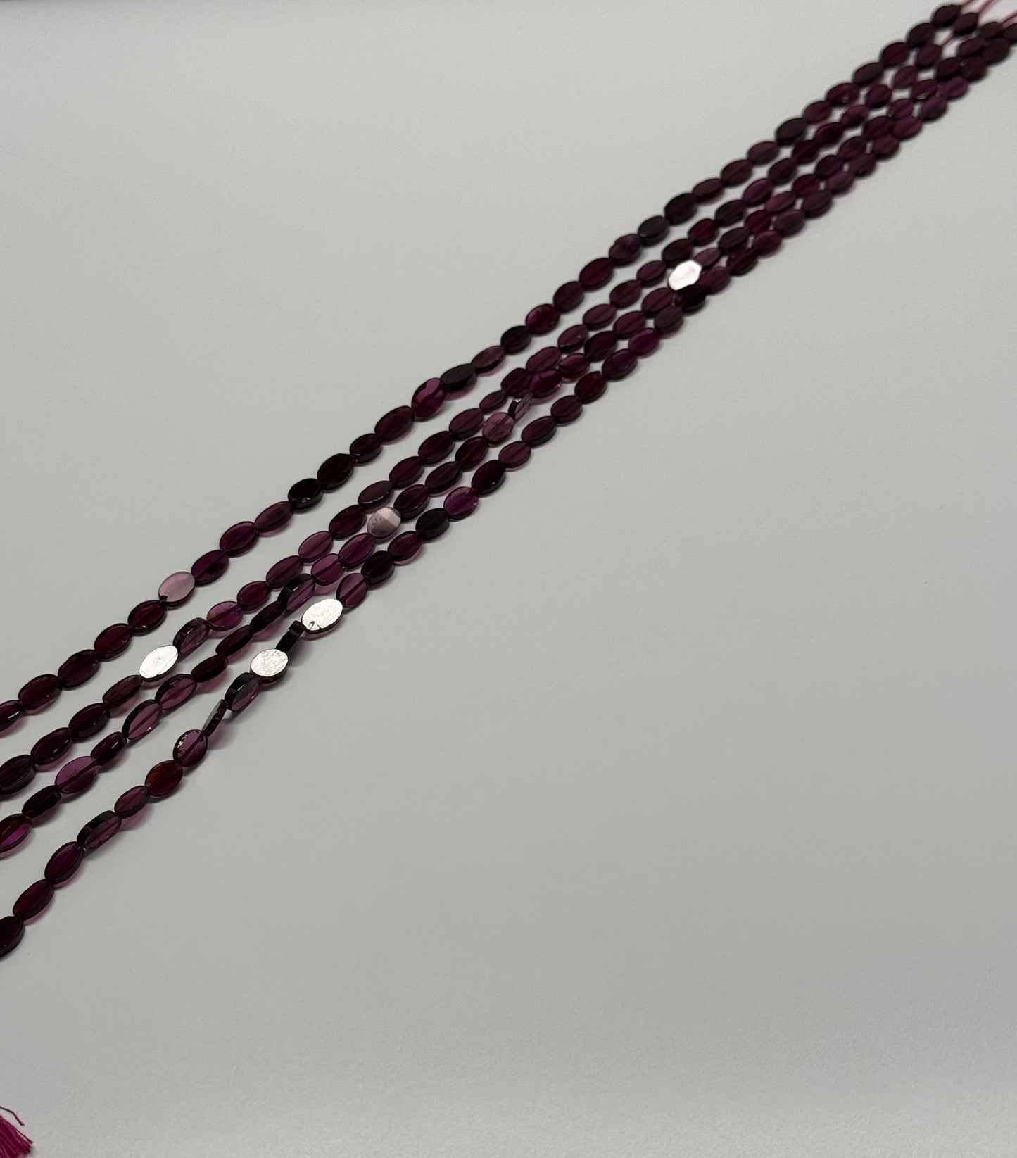 Rhodolite Garnet Polished Flat Oval Gemstone Beads (AA Quality)