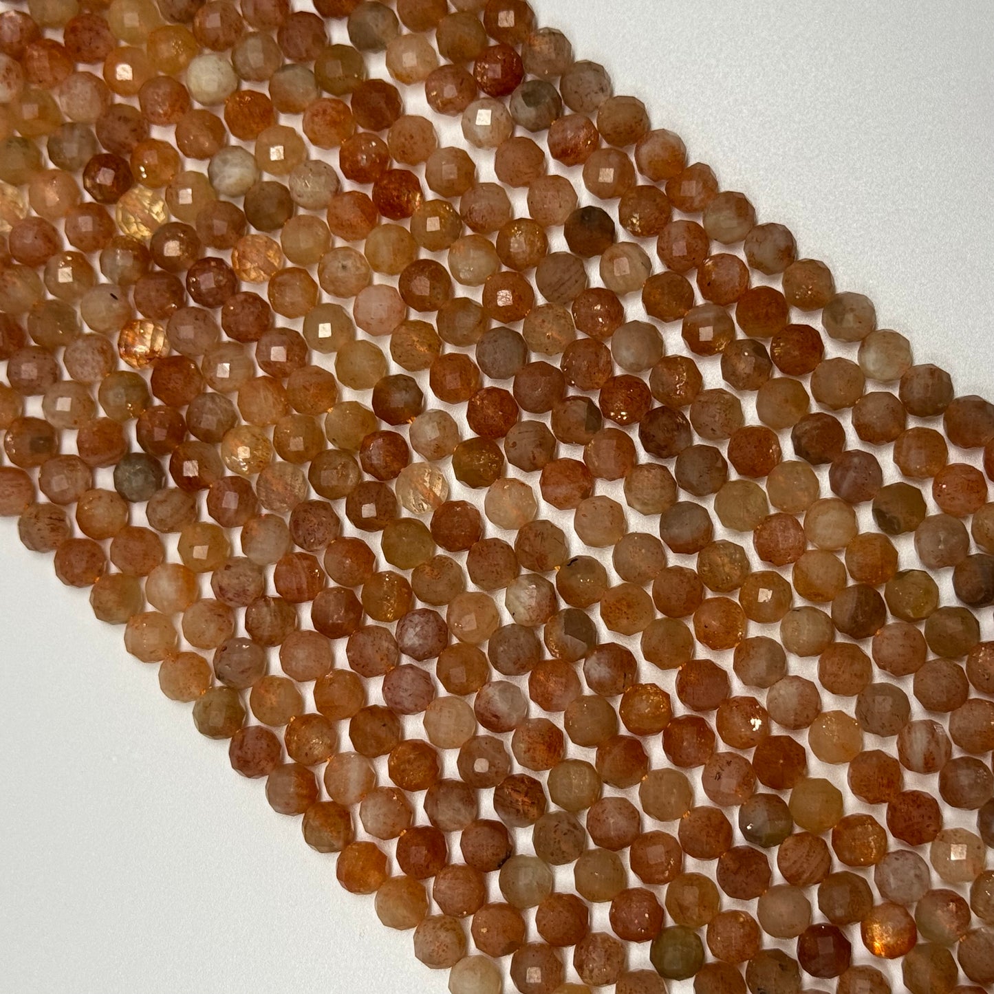 Sunstone Faceted Round Gemstone Beads