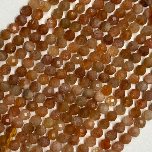 Sunstone Faceted Round Gemstone Beads