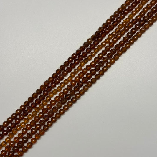 Hessonite Garnet Polished Round Gemstone Beads