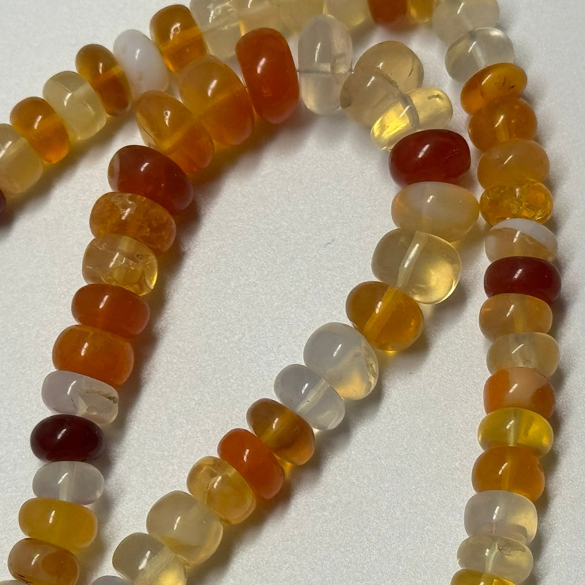 Mexican Fire Opal Polished Rondelle Gemstone Beads