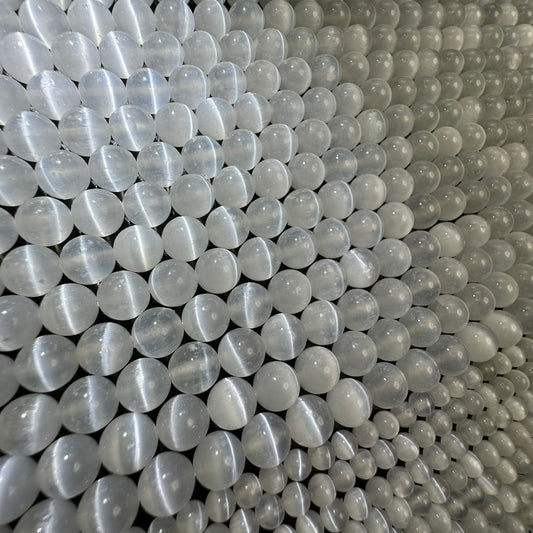 Selenite Polished Round Beads - (AAA Quality)