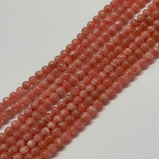 Rhodochrosite Polished Round Beads - (AAA Quality)