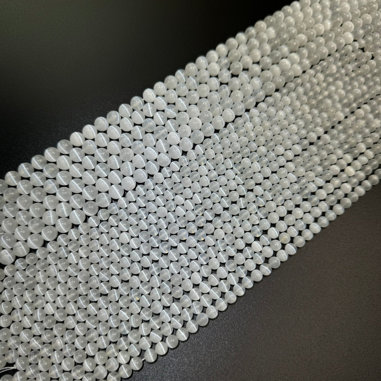 Selenite Polished Round Beads - (AAA Quality)