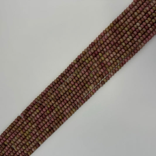Pink Rhodonite Polished Rondelle Beads - (A Quality)