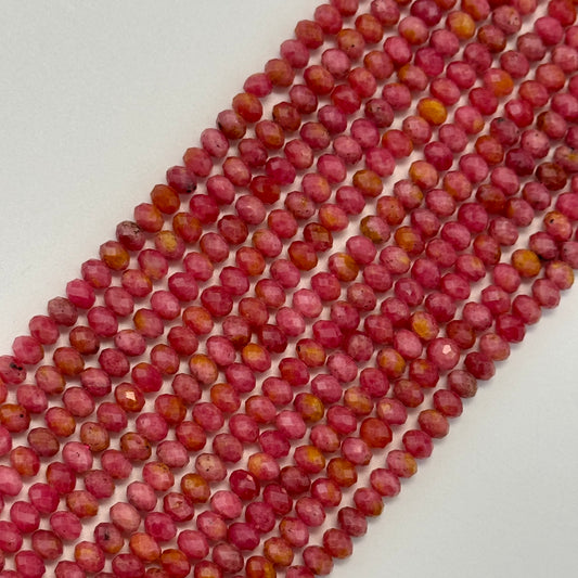 Brazilian Rhodonite Faceted Rondelle Beads (A Quality)
