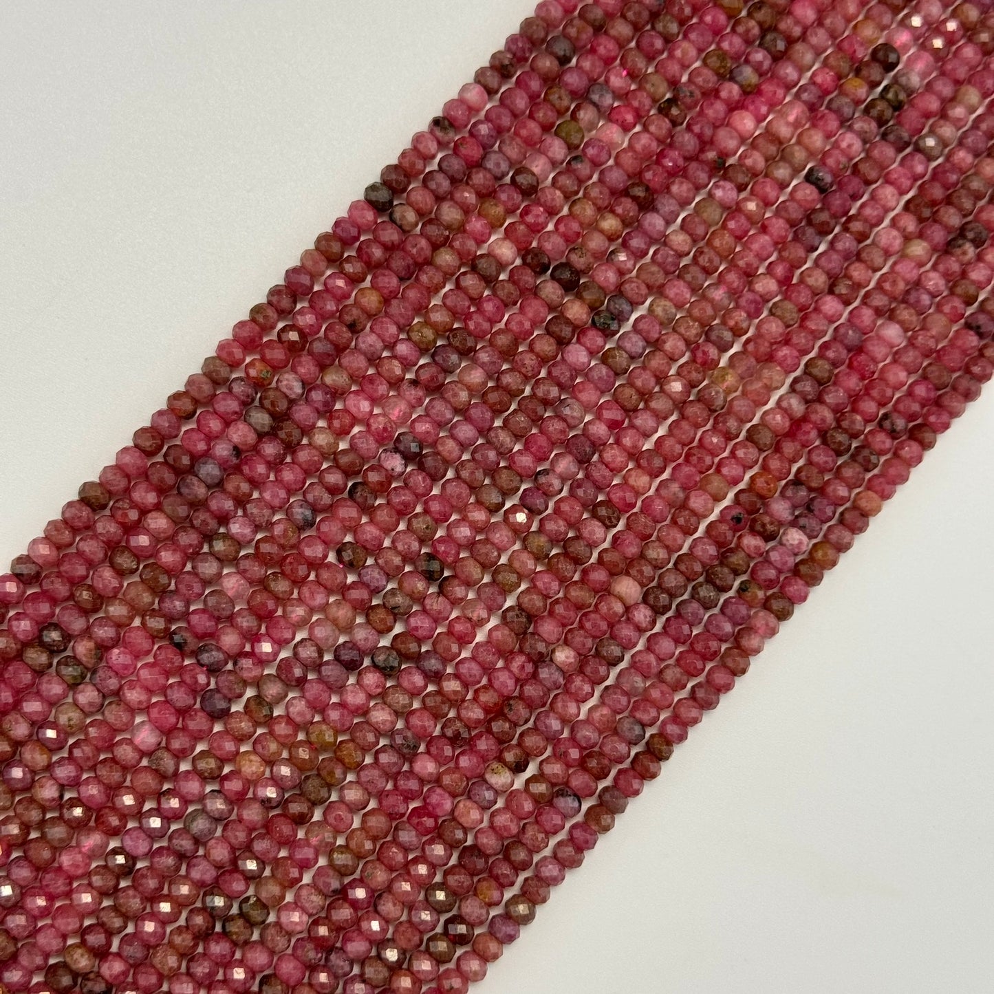 Rhodonite Faceted Rondelle Beads (AA Quality)
