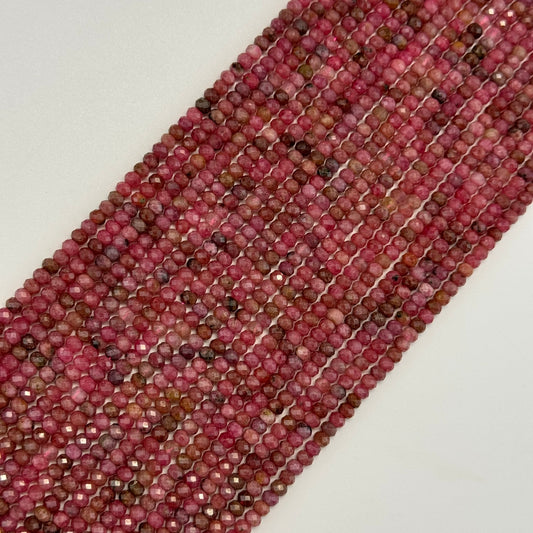 Rhodonite Faceted Rondelle Beads (AA Quality)