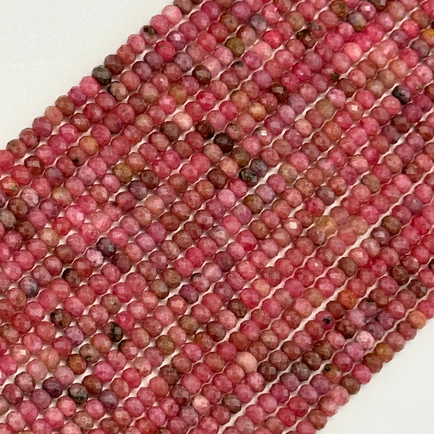 Rhodonite Faceted Rondelle Beads (AA Quality)